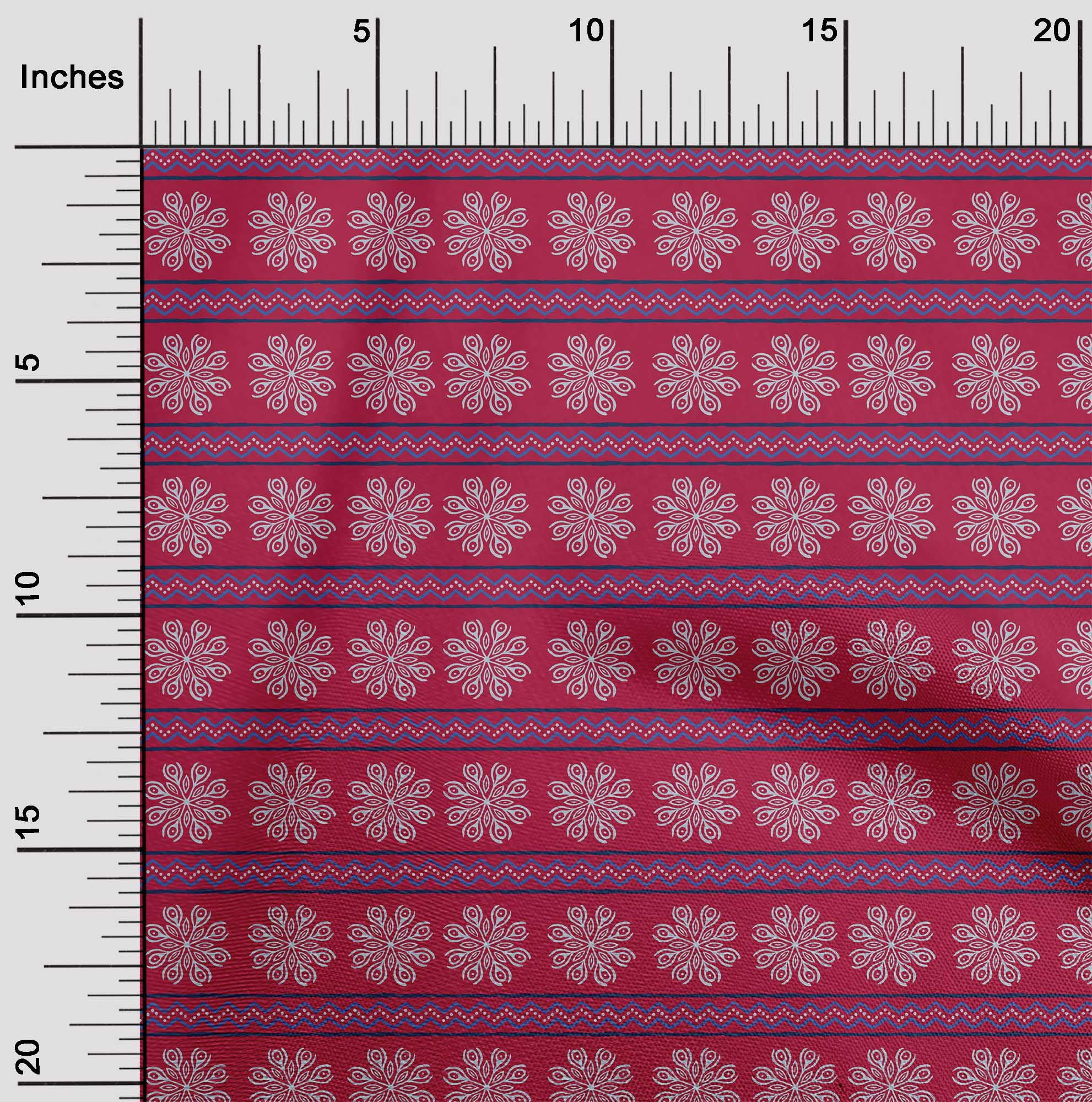 oneOone Cotton Silk Fabric Floral & Chevron Block Printed Craft Fabric BTY 42 Inch Wide