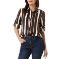 thumbnail image 1 of INSPIRE CHIC Chemises à Col à Revers pour Femmes, Boutonnées, Manches Longues Retroussables, m Brun, 1 of 6