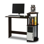 Pemberly Row Wood Compact Computer Desk with Shelves in Espresso/Black