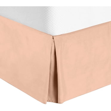Alive Pixels Bed Skirt Peach Solid 100 Percent Cotton 1-Pc Bed Skirt with 12 Inch Bed Skirt 200TC (Queen, Peach)