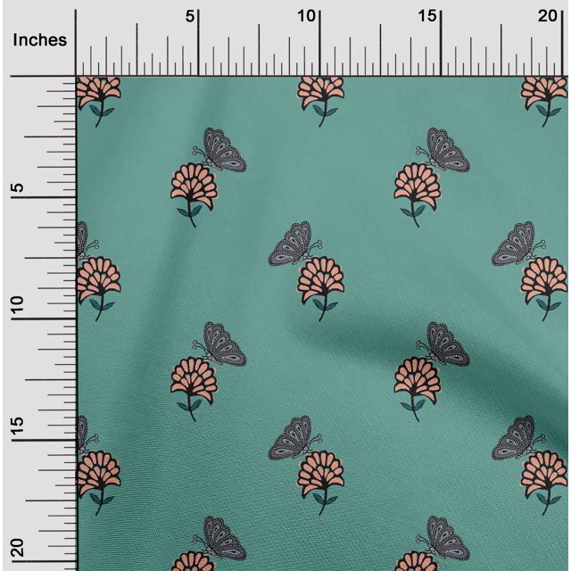 oneOone Cotton Poplin Fabric Floral & Block Print Fabric By Yard 42 Inch Wide