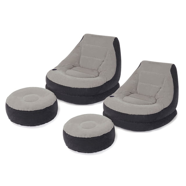 Intex Fauteuil Lounge Gonflable Ultra avec Porte-Gobelet et Pouf Ensemble (Lot de 2)