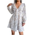 thumbnail image 4 of CEHVOM Robe Plissée en Chiffon Aguichant à Col en V pour Femmes Automne et Hiver, 4 of 6