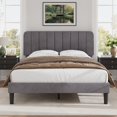 thumbnail image 3 of VECELO Full Size Upholstered Beds, Modern Platform Bed Frame with Adjustable Headboard, Wooden Slats Support/No Box Spring Needed, Dark Grey, 3 of 8
