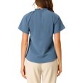 thumbnail image 3 of INSPIRE CHIC Women's Ruched Ruffled Neck Keyhole Back Blouse Blue Gray XS, 3 of 5