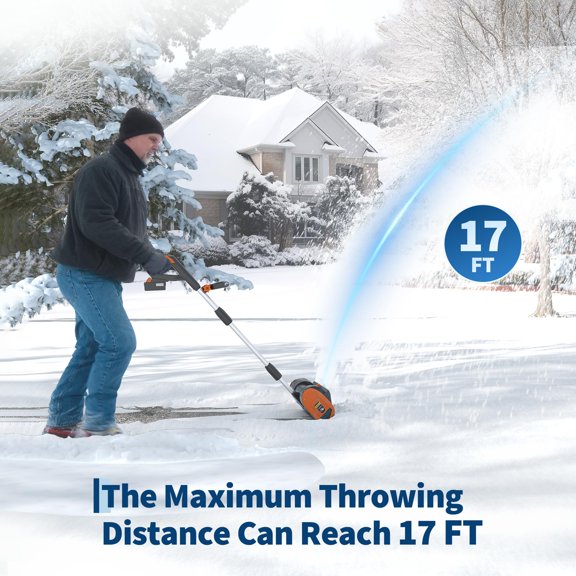 AKDSteel Cordless Electric Snow Shovel, 20v 4.0ah Self-Propelled Snow Blower With Brushless Motor, Clears 12" Wide And 8" Deep, 300 Lb/Min, 17 Ft Throw Distance For Driveways, Sidewalks
