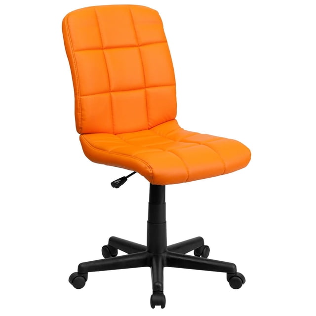 Mid-Back Orange Quilted Vinyl Swivel Task Chair