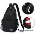 thumbnail image 3 of EGNMCR Zipper Lock Changeable Shoulder/Double Shoulder Strap Bag Messenger Backpack With Headphone Hole With 2 Side Mesh Pockets Strap Backpack Hiking Backp chest pack, 3 of 8
