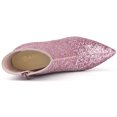 thumbnail image 2 of Unique Bargains Women's Clear Block Heel Glitter Ankle Booties, 2 of 7