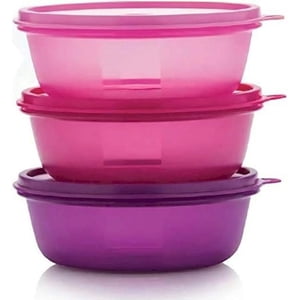 Tupperware Pink, Purple Leftover Bowl Set Storage Food Containers (600ML x 3pcs)