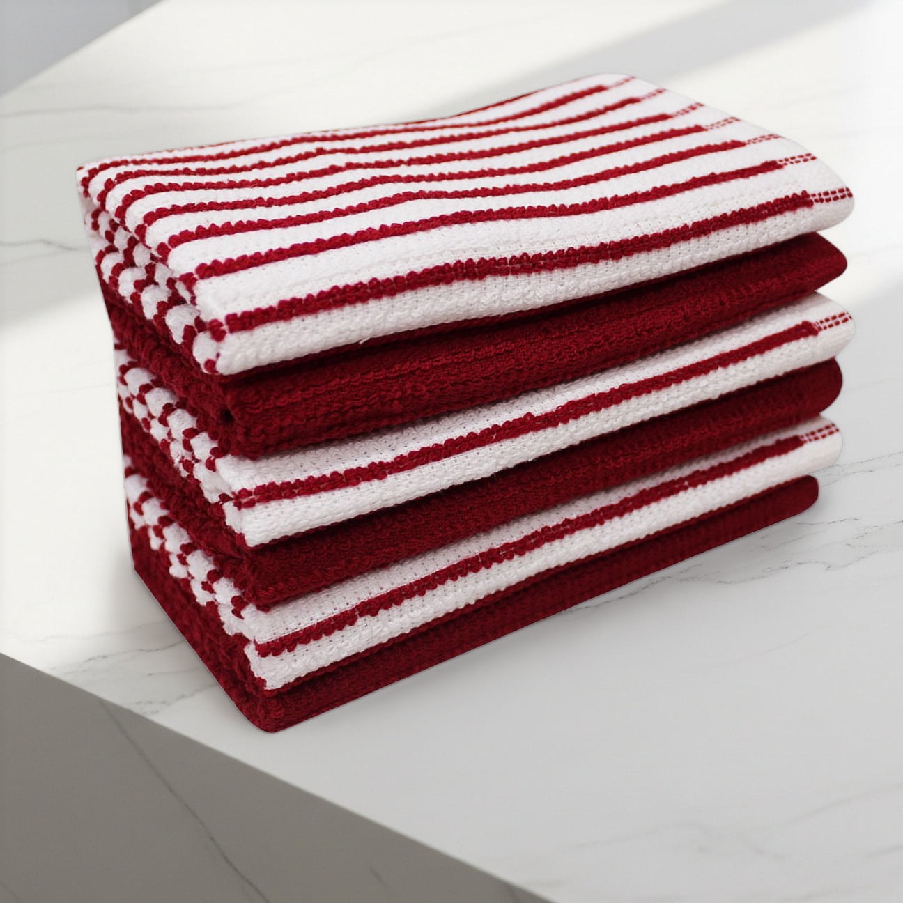 Lot de 6 torchons à vaisselle Hometrends Bar Mop, 100 % coton, rouges