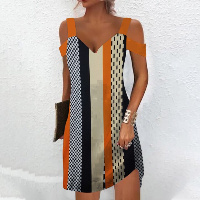 Robe d'Été pour Femmes 2024 Mode Grande Taille Aguichant Décontractée à Manches Courtes Imprimée Sans Bretelles Robe à Bretelles Rabais de 50 % Liquidation!