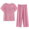 thumbnail image 2 of TIMIFIS Ensembles de Pyjamas pour Femmes 2 Pcs Pyjamas Grande Taille Coton et Lin Haut à Manches Courtes Col Rond Vêtements de Nuit Pyjamas Confortables et Respirants - Printemps/été, 2 of 7