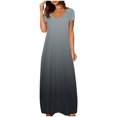 thumbnail image 1 of fatyb Robes Maxi à Manches Courtes pour Femmes Col Ras du Cou Décontractées Longues Robes Imprimées Robes T-Shirt d'Été, 1 of 5