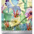 thumbnail image 3 of oneOone Georgette Viscose Fabric Floral & Cactus Panel Printed Craft Fabric BTY 42 Inch Wide, 3 of 3