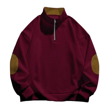 Ketyyh-chn99 Sweatshirt For Men Fashion Mens Outdoor Casual Long Sleeved Hoodless With Standing Tops Red,S