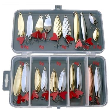 Leurres à Manivelle Leurres pour Achigan 20 Pcs Leurres de Pêche en Métal Cuillère pour Achigan Appât à Manivelle Hameçons pour Eau Salée