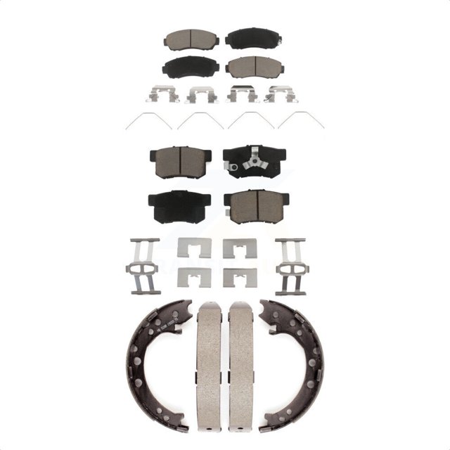 Transit Auto Front Rear Ceramic Brake Pads and Parking Shoes Kit for Car 2012-2016 Honda CR-V AWD KCN-100124