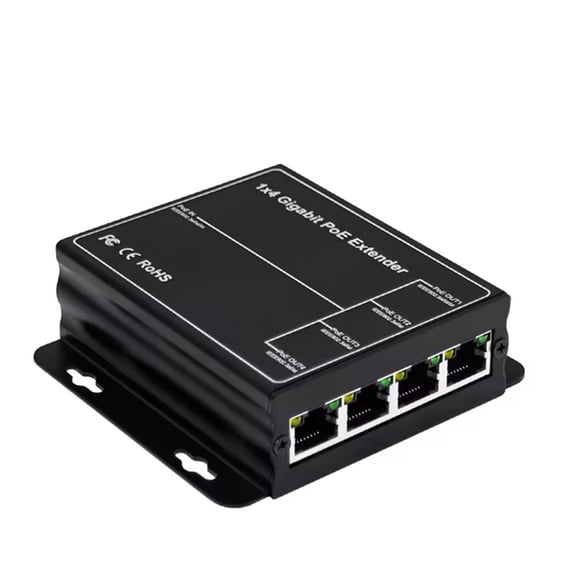 4X 4 Port Gigabit POE Extender 100/1000Mbps 90W 1in 4 Out PoE Repeater DIN Rail Network VLAN for 48V POE Camera Wierless