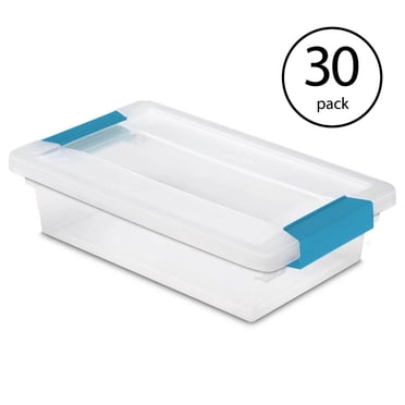 Sterilite Small File Clip Box Clear Storage Tote Container with Lid (30 Pack)