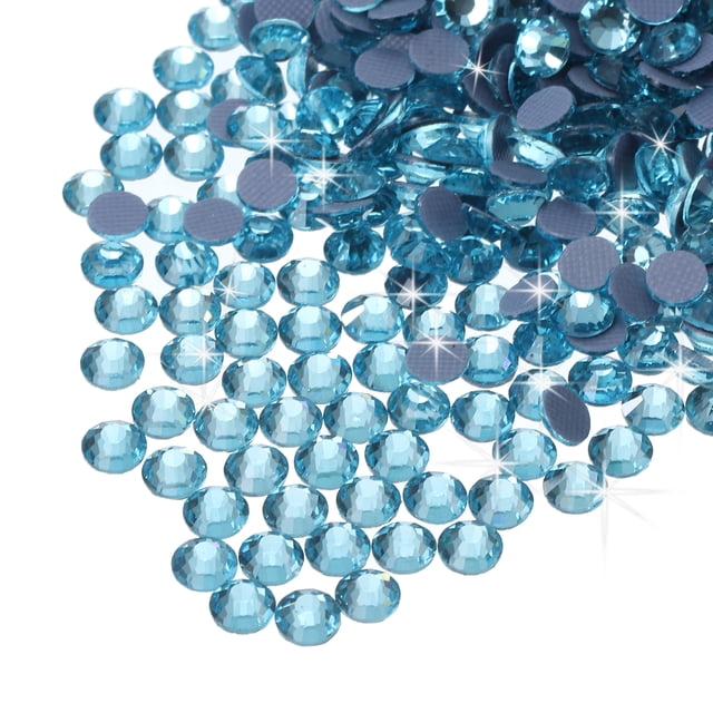 Uxcell Hotfix Rhinestones Flatback Crystal Glass Gems for Craft Clothes DIY Decoration Lake Blue 4.8mm