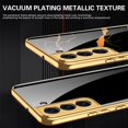 thumbnail image 2 of Full Cover Phone Case Tempered Glass Hard Printed Smartphone Bumper Case Cell Phone Covers Electroplated for S22/22Plus/Ultra Camera Protection Protective  Galaxy S22 ULTRA Golden Thread, 2 of 7