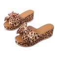 thumbnail image 4 of Aqestyerly Sandales Femme Habillées, Sandales d'Été pour Femme à une Bride Plateforme avec Nœud Plateforme Style Muffin à Imprimé Léopard, 4 of 8