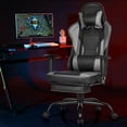 thumbnail image 3 of Gymax Chaise de Jeu de Massage Chaise de Course pour Ordinateur Chaise de Travail Inclinable avec Repose-Pieds Gris, 3 of 10