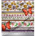 thumbnail image 1 of Soimoi Tissu Crêpe Polyester Vert Imprimé Floral & Insecte au Mètre 52 Pouces de Large, 1 of 3