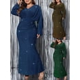 thumbnail image 3 of Gupgi Robe de Soirée Pailletée pour Femme Grande Taille Couleur Unie Manches Longues Col en V Ajustée Longue Robe Cocktail Formelle Bal de Promo TG-TTTTG, 3 of 6