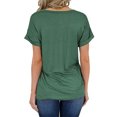 thumbnail image 2 of T-shirt pour Femmes Col en V Manches Courtes avec Poche Blouse d'Été Décontractée, Vert Foncé, L, 2 of 6