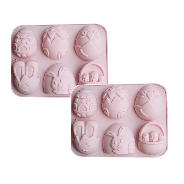 Oleegame 2PC Cookie Mold Easter Rabbit Egg Silicone Cake Chocolate Cake Baking Abrasive Purple