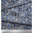 thumbnail image 3 of Soimoi Black Moss Georgette Fabric Blocks Block Printed Fabric 1 Yard 44 Inch Wide, 3 of 3