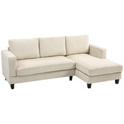 HOMCOM L Shape Sofa with Chaise Lounge Fabric 3 Seater Corner Sofa, Beige