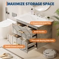 thumbnail image 2 of Modern Floating Bathroom Vanity – 24 Inch Wall Mounted Cabinet with 2 Large Soft-Close Drawers, Gold Handles, Ceramic Basin, Easy Assembly – Grey, 24 inches, 2 of 6