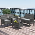 thumbnail image 4 of Costway 4 PCS Patio Furniture Set with Washable Cushions and Tempered Glass Coffee Table Gray, 4 of 9
