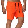 thumbnail image 1 of cllios Mens Shorts Solid Elastic Waist Mid Waist Loose Pockets Drawstring Short Pants, 1 of 4