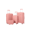 thumbnail image 2 of TRAVLR Monograph 4 Piece Luggage Set, Unbreakable Polypropylene Hardside Spinner Suitcase with 12" Vanity Case, Anti-Blast YKK Zippers, TSA Lock, Expandable Travel Bags (Rose Gold), 2 of 7
