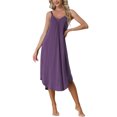 thumbnail image 1 of INSPIRE CHIC Robe de Pyjama Décontractée pour Femmes, Nuisette à Bretelles Spaghetti, m Violet, 1 of 6