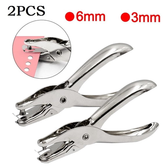 2PCS 3/6mm Handhold Single Hole Punch Metal Puncher Tools For Scrapbooking Cards