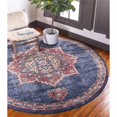 thumbnail image 2 of Unique Loom Tapis d'Inspiration Vintage 7' x 7' Rond Bleu Marine/burgundy, 2 of 2
