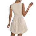 thumbnail image 4 of Ovzne Robes pour Femmes Robe Mode Sans Manches Col Rond Robe Unie avec Poches Robe Courte Mini Robes Printemps en Liquidation, 4 of 7