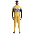 thumbnail image 2 of iiniim Men's Race Car Driver Costume Jumpsuit Checkerboard Plaid Rompers Finish Line Racer Outfits Yellow 3XL, 2 of 3