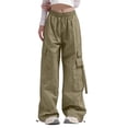 thumbnail image 2 of LSLJS Women's Mid-waist Pocket Overalls Casual Pants In Spring and Summer, Womens Cargo Pants Summer Clothes, 2 of 6