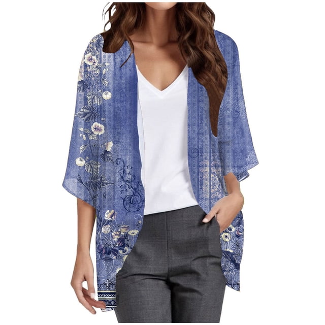 2025 Cardigan à Manches Bouffantes à Imprimé Floral pour Femmes, Tricot, Kimono à Manches, Cardigan Ample, Tenues d'Automne pour Femmes, Couvre-Maillot, Blouse Décontractée, Cardigan à Manches Longues pour Robe