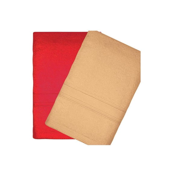 100% Cotton Plush Towel Set – 2-Piece, 500 GSM, Ultra Soft & Absorbent, Multicolour (2 Bath Towels 70x140 cm)