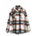 thumbnail image 1 of Kmbangi Women Plaid Print Coat, Long Sleeve Button-down Collar Jacket, 1 of 9