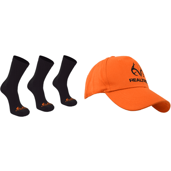 Realtree Men's 4pc Bundle Cap & 3PK Crew Socks