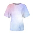 thumbnail image 4 of Pompotops T-shirt Imprimé pour Femme, Manches Courtes, Blouse à Col Rond, Hauts Décontractés, Liquidation, 4 of 5