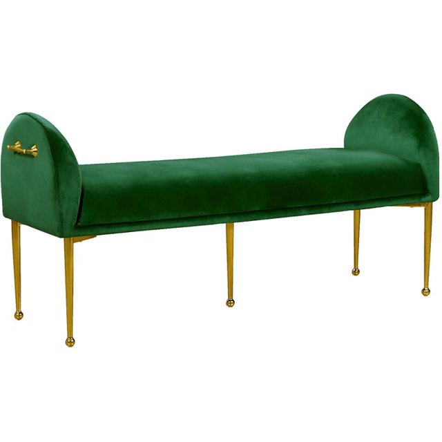 Meridian Furniture Owen 20"H Contemporary Velvet Bench in Green